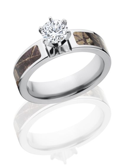 Camo Rings, Realtree AP Engagement Camo Bands w/ 1 CTW 14k Setting