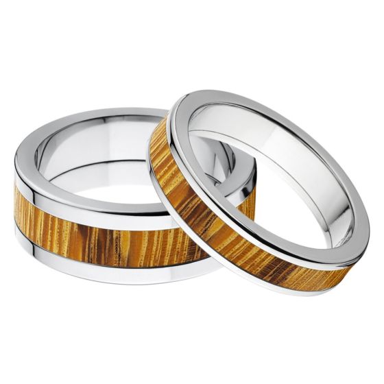 Exotic Wood Matching Ring Set, Marble Wood Rings, Wood Rings, USA Made