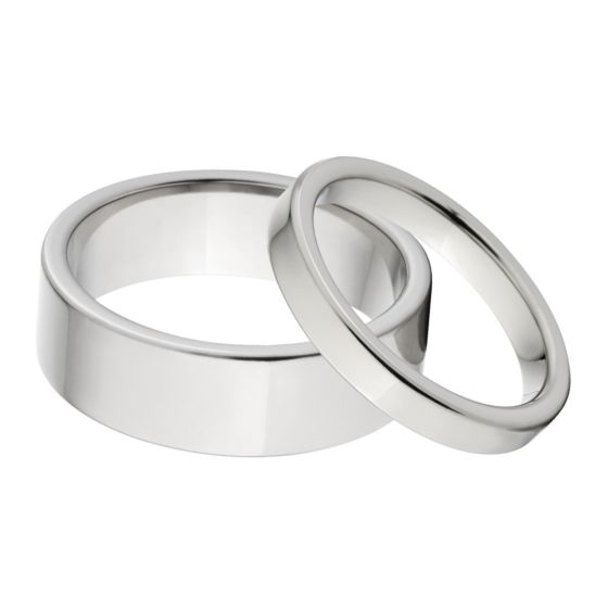 His & Her Matching Titanium Ring Set, Titanium Couple Rings