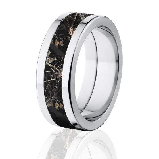 Black Realtree AP Camo Band, Titanium Camo Rings, 8MM Comfort Fit