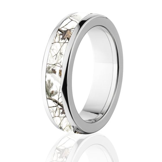 Snow Realtree Camo Band, Titanium AP Camo Rings, 6MM Comfort Fit