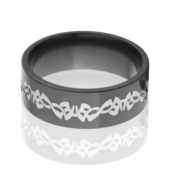 Tribal Ring, Black Zirconium Ring, 7mm Ring