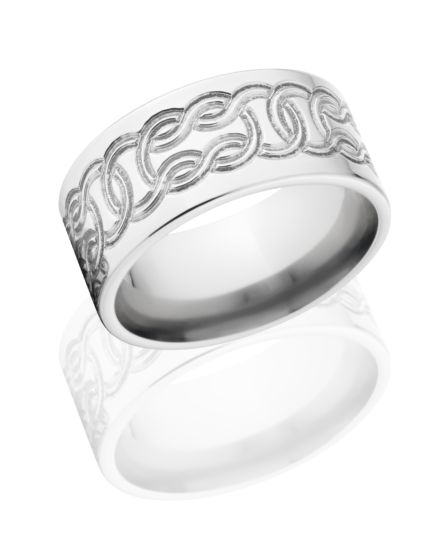 10mm Flat Cobalt Rings, Polish Finish, Celtic Knots