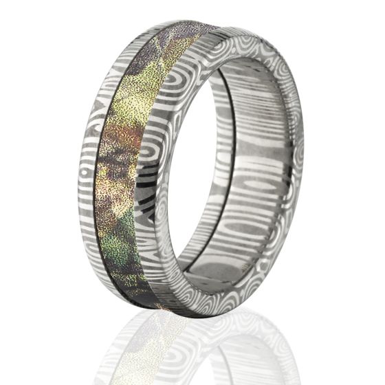 Mossy Oak Camo Rings, New Break Up Camo Damascus Band