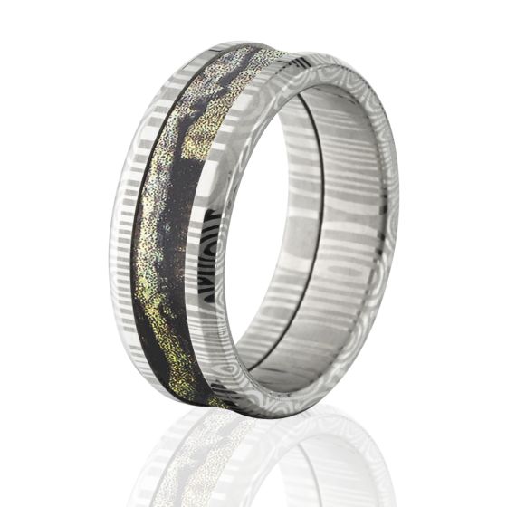Damascus Steel Camo Rings, BUI Camo Rings, Men's Camo