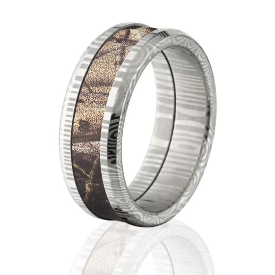 Damascus AP Camo Rings, AP Camo Wedding Bands