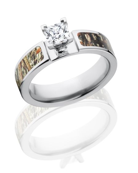 Mossy Oak Duck Blind Cobalt Camo Engagement Ring CZ