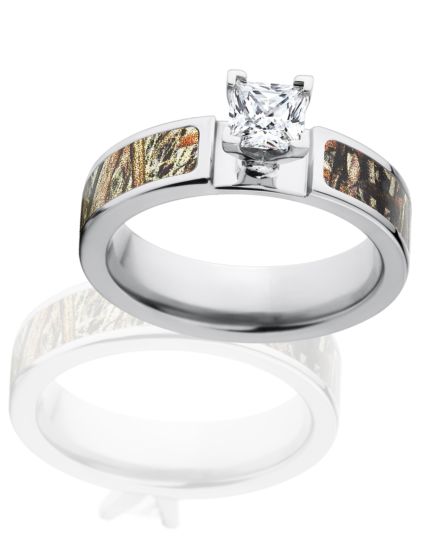 Mossy Oak Duck Blind Cobalt Camo Engagement Ring CZ