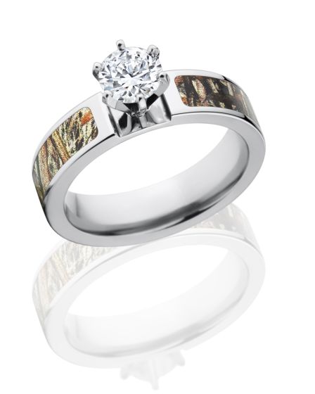 Round CZ Mossy Oak Duck Blind Camo Ring, Women's Camo