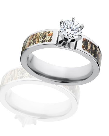 Round CZ Mossy Oak Duck Blind Camo Ring, Women's Camo