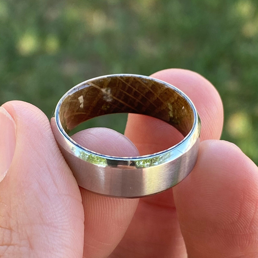 Mens Ring Custom Men's Wedding Band Cobalt Ring Whiskey Barrel Sleeve Wedding Ring