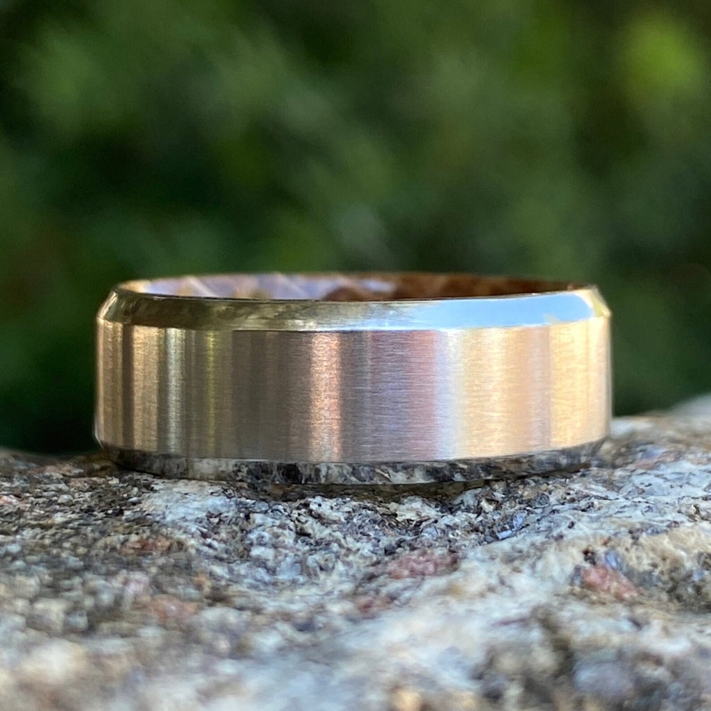 Mens Ring Custom Men's Wedding Band Cobalt Ring Whiskey Barrel Sleeve Wedding Ring