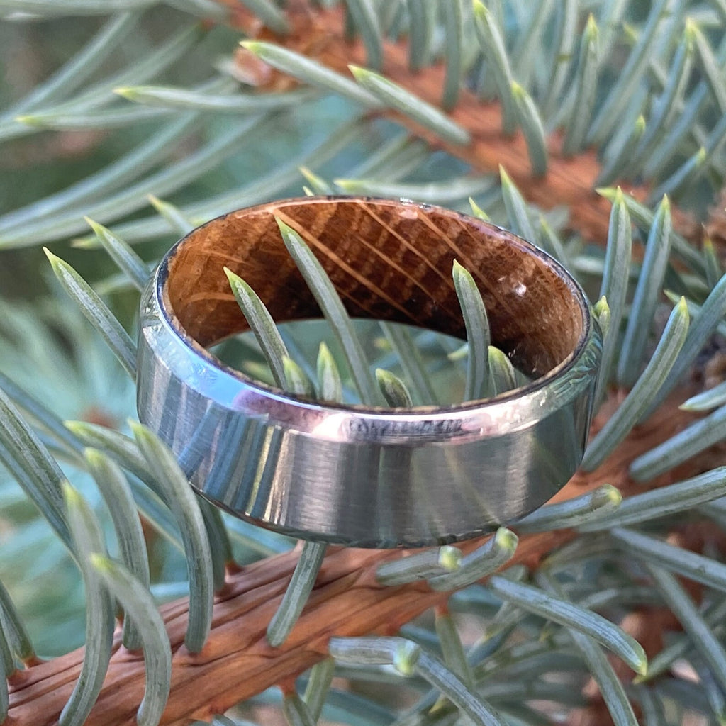 Mens Ring Custom Men's Wedding Band Cobalt Ring Whiskey Barrel Sleeve Wedding Ring