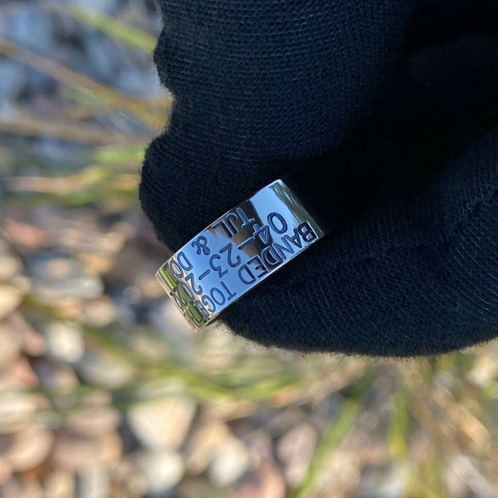 Personalized Duck Band With Whiskey Barrel Sleeve - USA Made Custom Wedding Bands & Rings