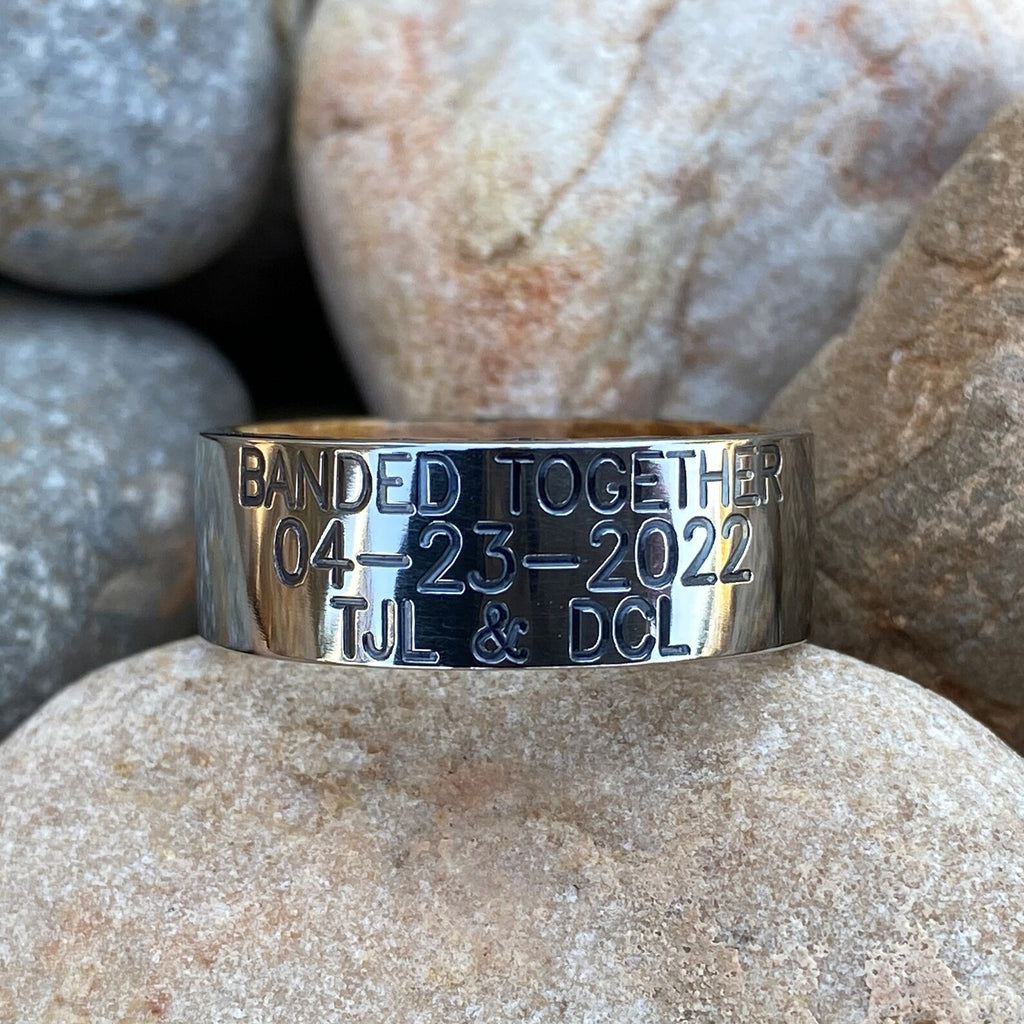 Personalized Duck Band With Whiskey Barrel Sleeve - USA Made Custom Wedding Bands & Rings