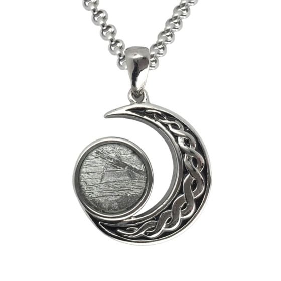 Meteorite Moon Pendant, Genuine Meteorite