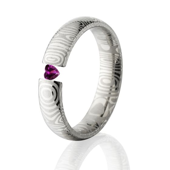 Damascus, Tension Set, 4mm Ring