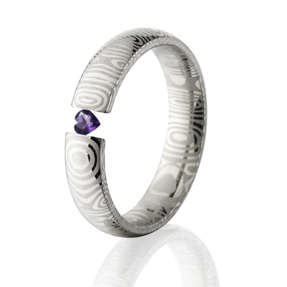 Damascus, Tension Set, 4mm Ring