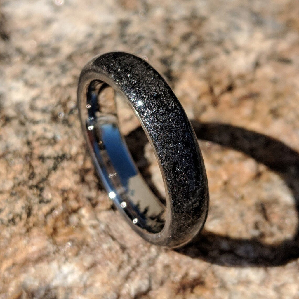 6mm Gibeon Meteorite Wedding Band Stardust Rings - Authentic Genuine Gibeon Meteorite Rings