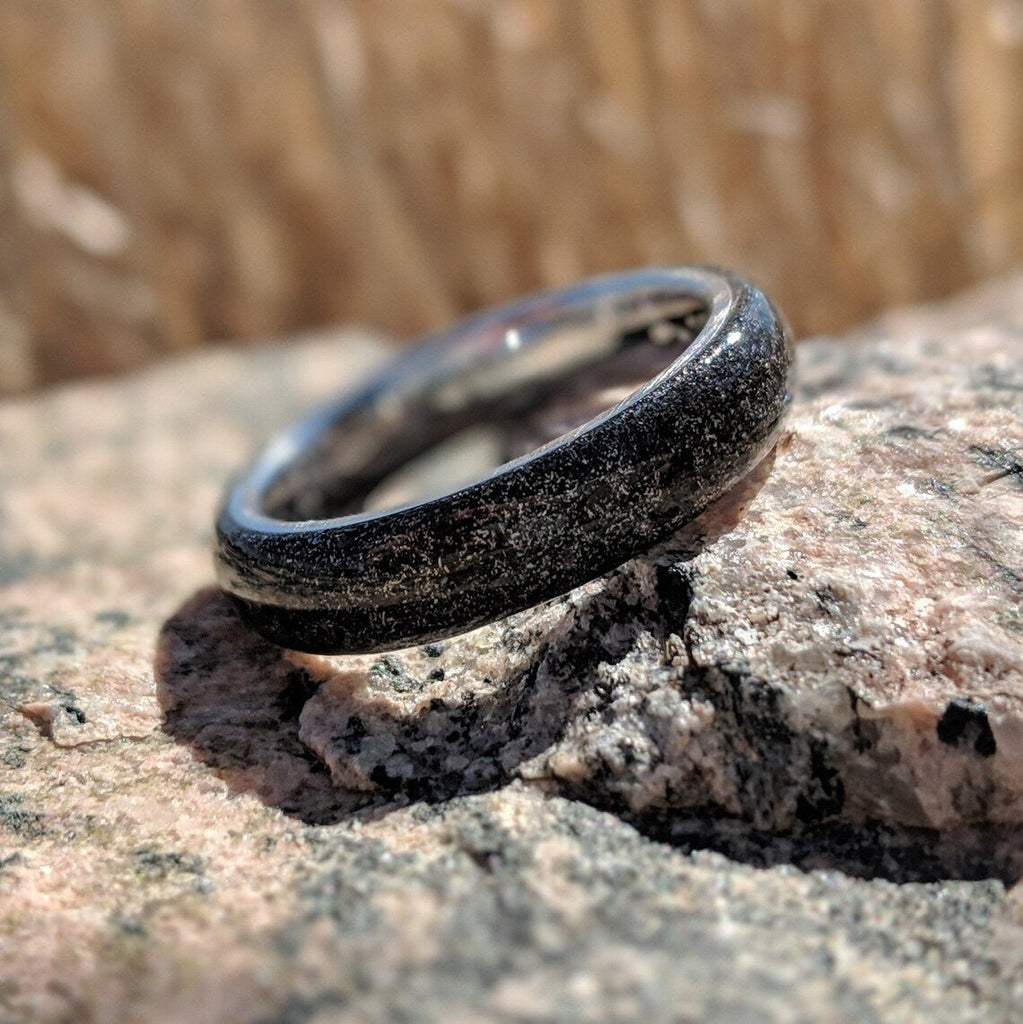 6mm Gibeon Meteorite Wedding Band Stardust Rings - Authentic Genuine Gibeon Meteorite Rings