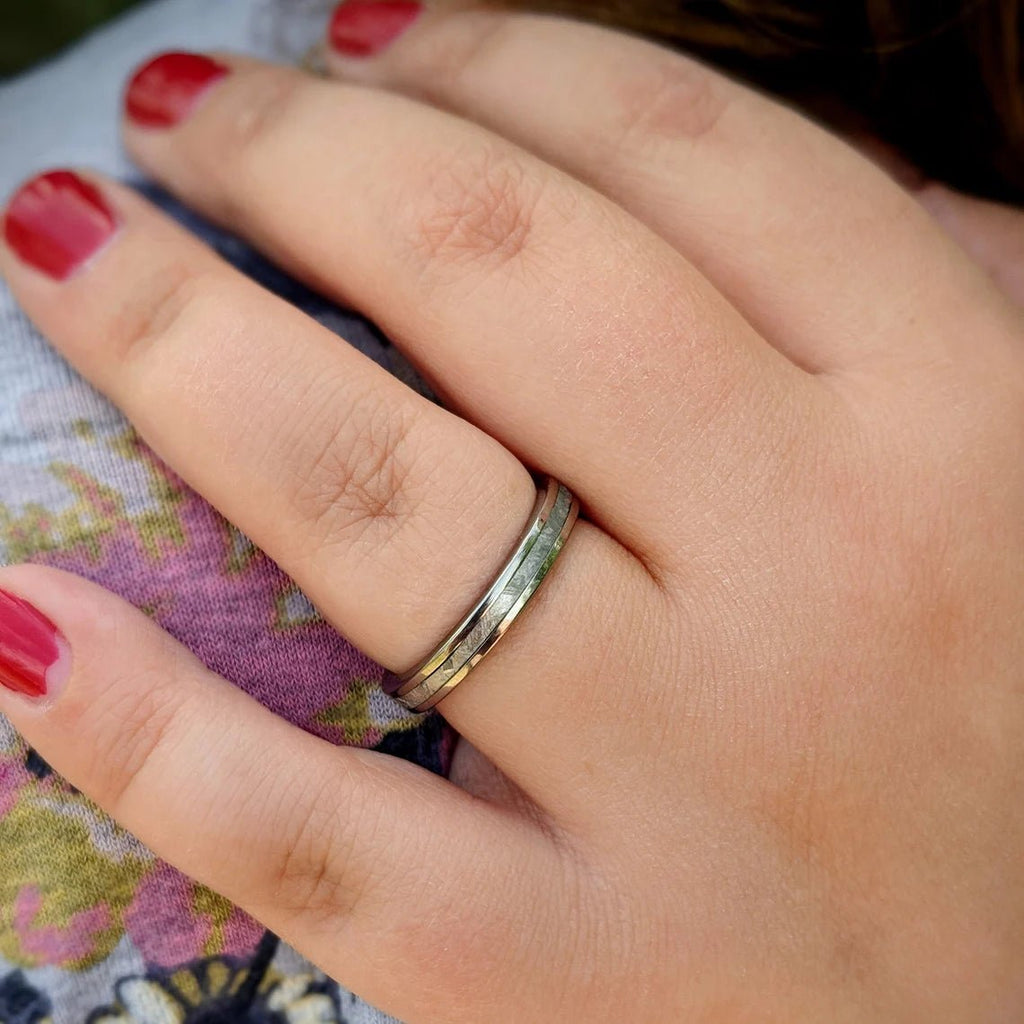 3mm Comfort Fit Women's Gibeon Meteorite Ring-3F Ladies Gibeon Meteorite Bands