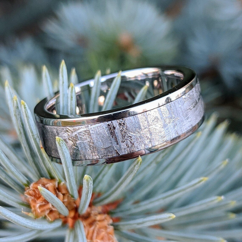 7mm Meteorite Ring with Strengthened Cobalt Chrome Sleeve
