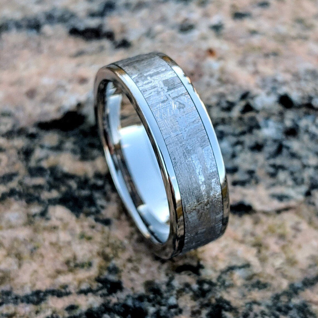 7mm Meteorite Ring with Strengthened Cobalt Chrome Sleeve