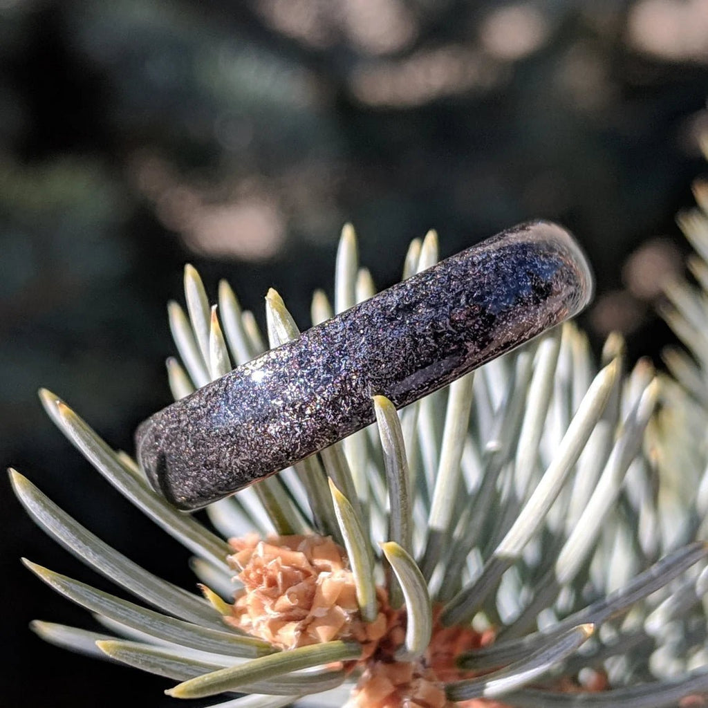 6mm Gibeon Meteorite Wedding Band Stardust Rings - Authentic Genuine Gibeon Meteorite Rings