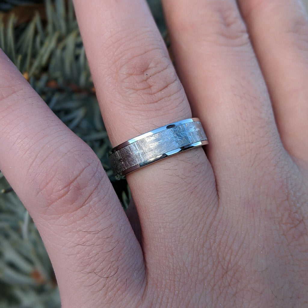 7mm Meteorite Ring with Strengthened Cobalt Chrome Sleeve