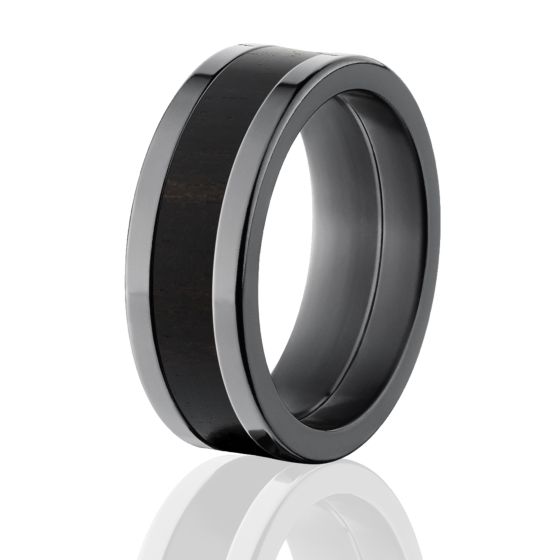 Black African Wood Band, BlackWood Wedding Rings