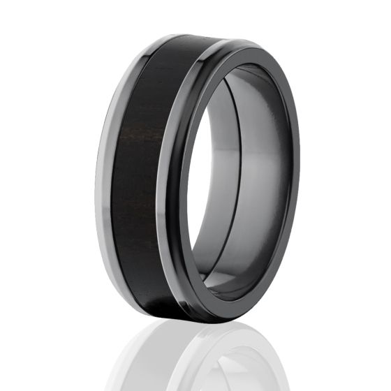 Tapered Men's Wood Rings, African Black Wood Ring