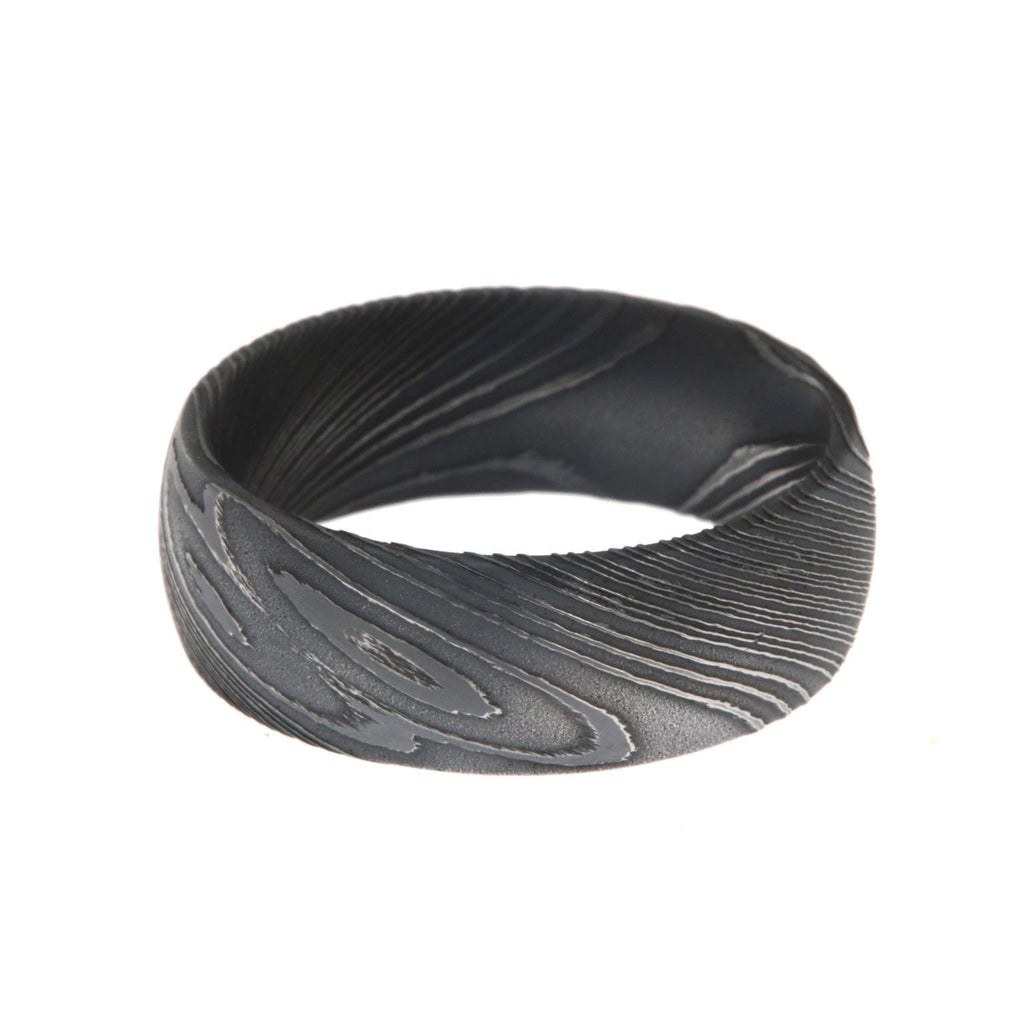 Wedding Bands Damascus Steel Wedding Ring Acid Etched USA Made Rings