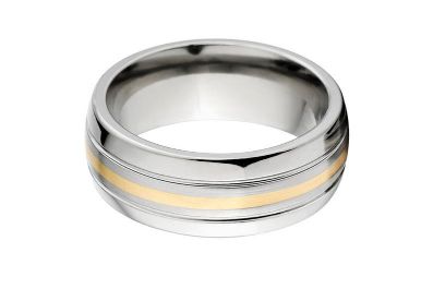 New 7mm Titanium Wedding Ring With 14k Yellow Gold Inlay,Yellow Gold Wedding Band