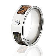 Realtree Xtra Camo Rings, Camouflage Wedding Bands, Titanium Xtra Camo ring w/ Diamond and Comfort F