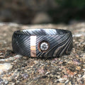 Unveiling the Story Behind Our 8mm Damascus Steel Men's Wedding Band with Rose Gold and Diamond
