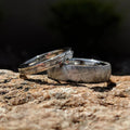 Unveiling the Extraordinary: Gibeon Meteorite Ring Set with Meteorite and Cobalt Aerospace-Grade Titanium - USA Made