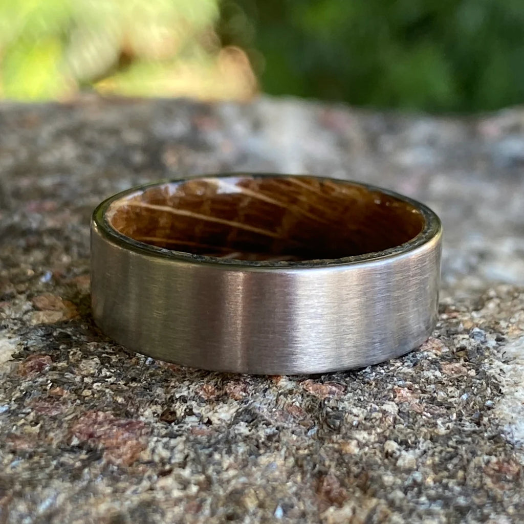 Titanium Rings Custom Whiskey Barrel Rings Mens Ring Unique Wedding Bands