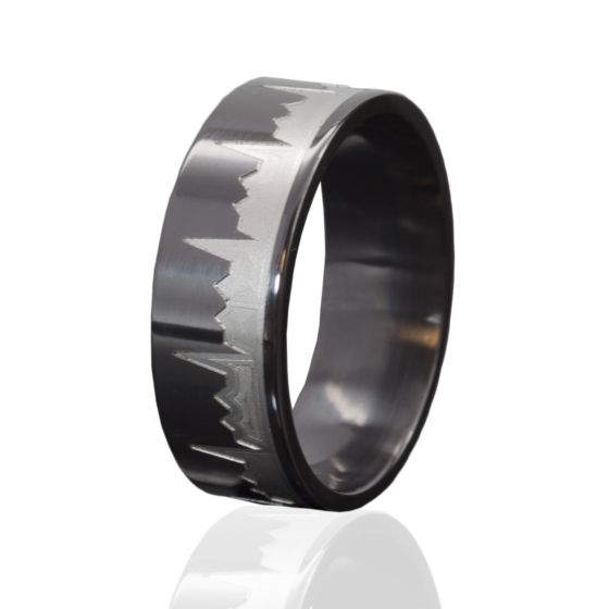 Two Toned Ring, Heart Beat Ring, 8mm Ring