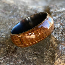 Mens Wedding Bands Whiskey Rings - Whiskey Barrel and Black Zirconium Ring Handmade Custom Whiskey Barrel Rings