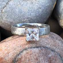 4mm Wide Meteorite Engagement Ring with stunning 1CT Moissanite Princess Center