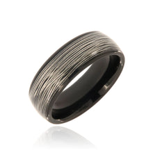 8mm Heavy Black Tungsten Carbide Ring With Center Steel Wire Inlay - FREE Personalization