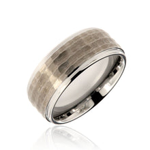 9mm Heavy Tungsten Carbide Men's Ring With Two Tone, Hammered Finish - FREE Personalization