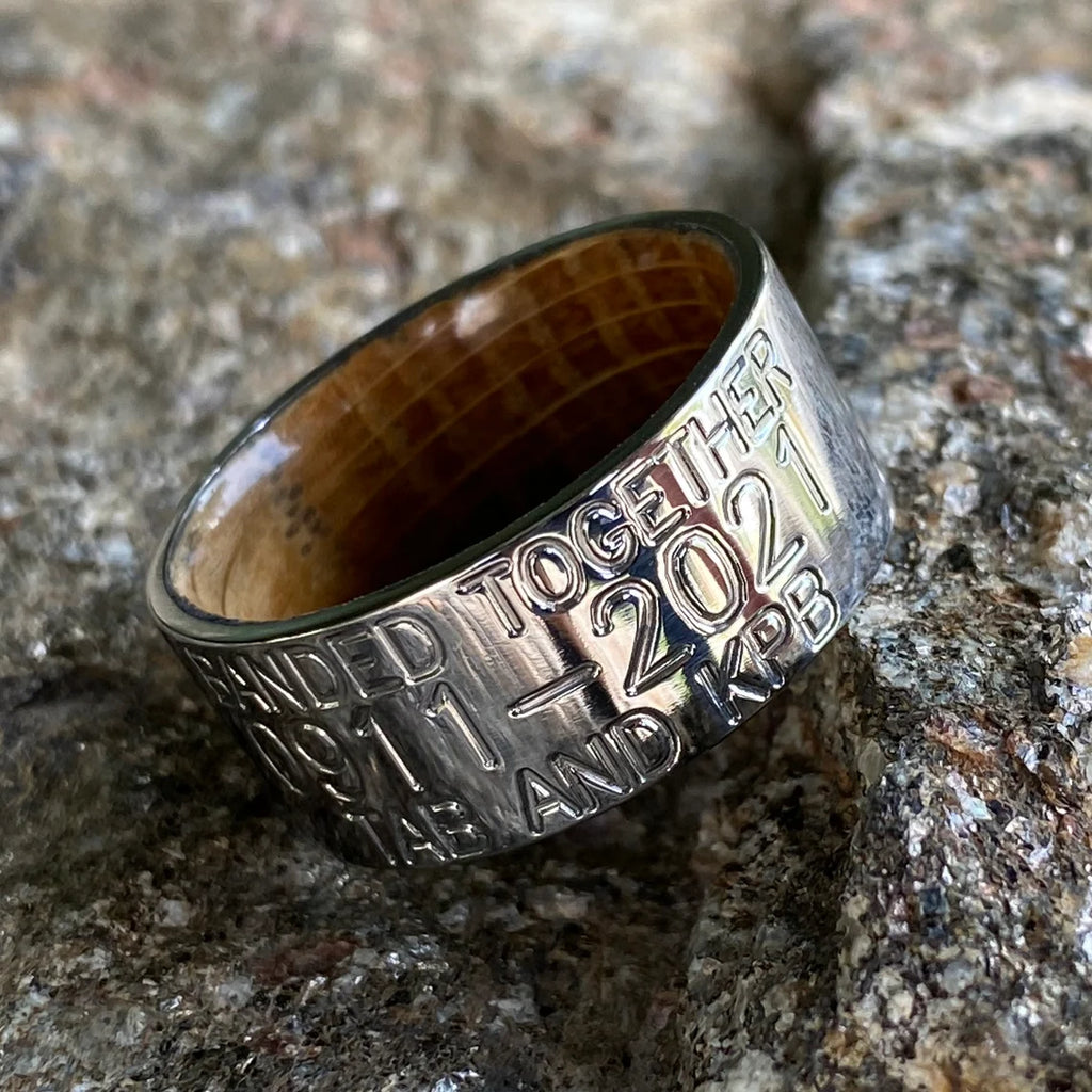 Personalized Duck Band With Whiskey Barrel Sleeve - 10MM