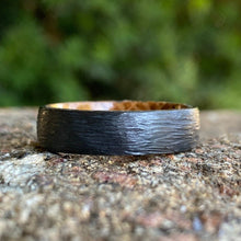 Mens Wedding Bands Whiskey Rings - Handmade Custom Whiskey Barrel Core Black Rings