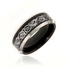 8mm Heavy Tungsten Carbide Ring With Two Tone Finish And Celtic Earth Design - FREE Personalization