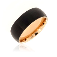8mm Heavy Tungsten Carbide Ring With Black / Rose Finish & Free Personalization
