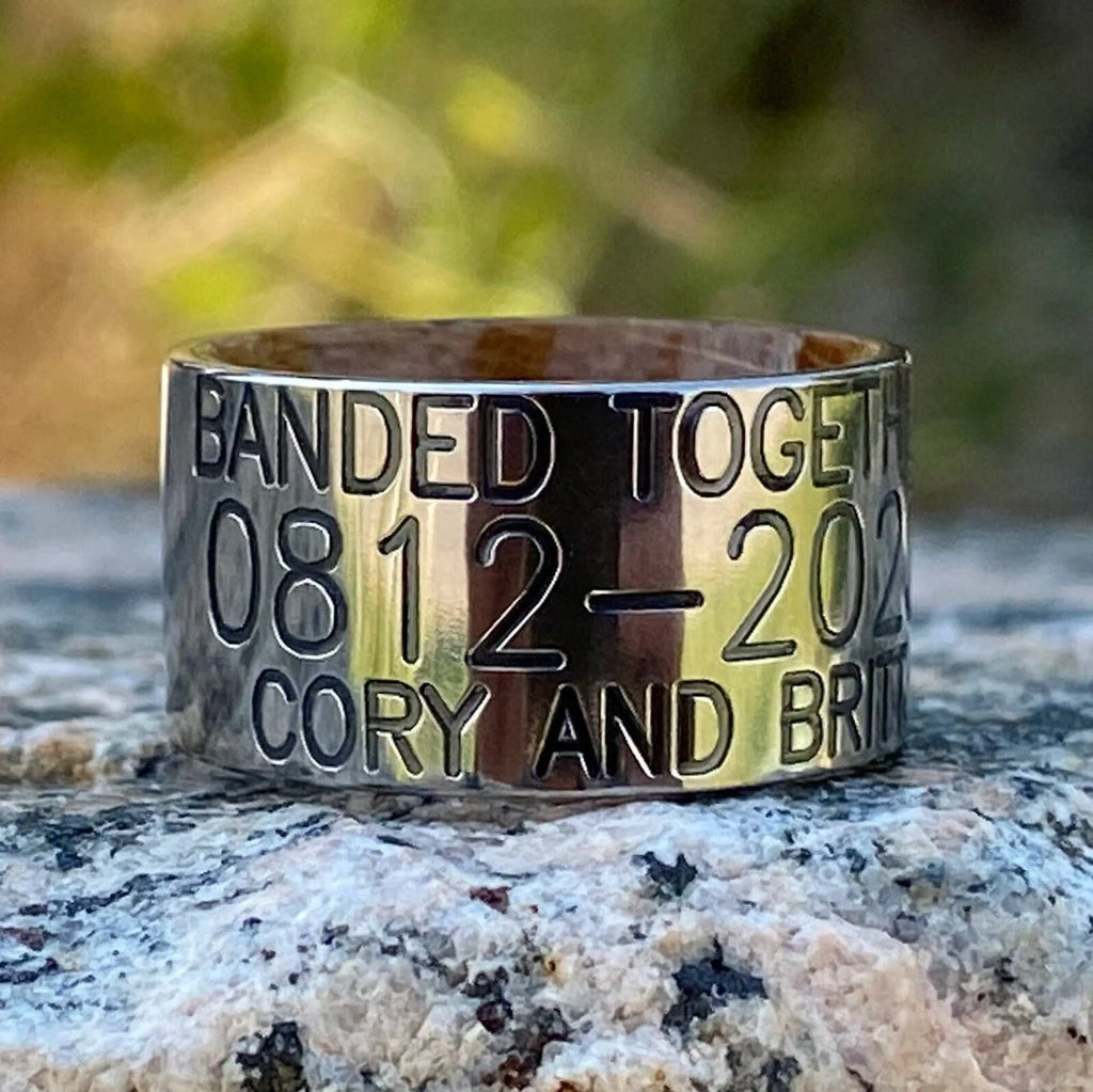 Personalized Duck Band With Whiskey Barrel Sleeve - USA Made Custom Wedding Bands & Rings