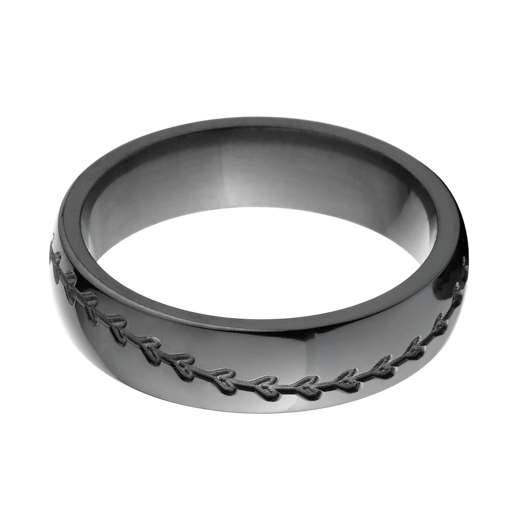 Black Zirconium Baseball Ring - 6mm Men's Ring