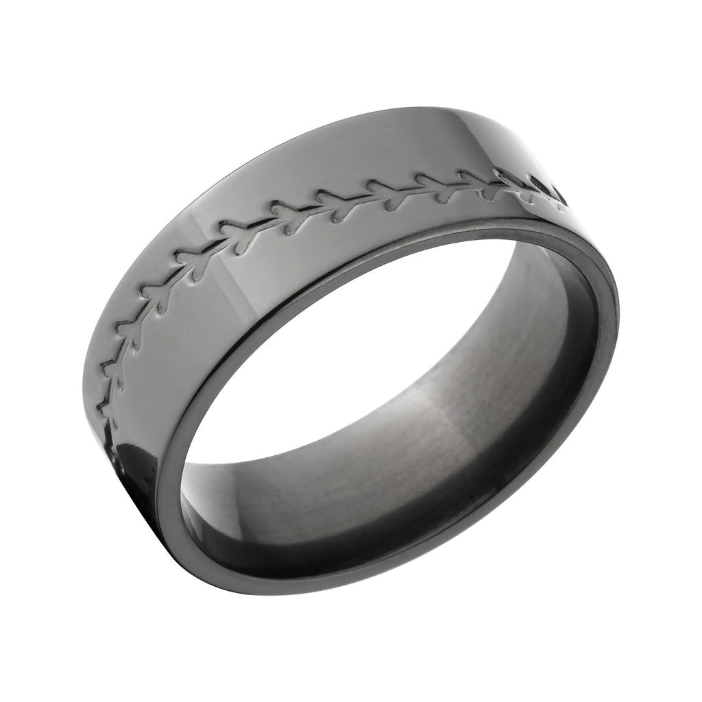 8mm Black Baseball Ring - Men's Rings