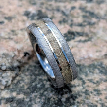 Custom Made Gibeon Meteorite Wedding Band, Memorial Ring With Gibeon Meteorite Ring